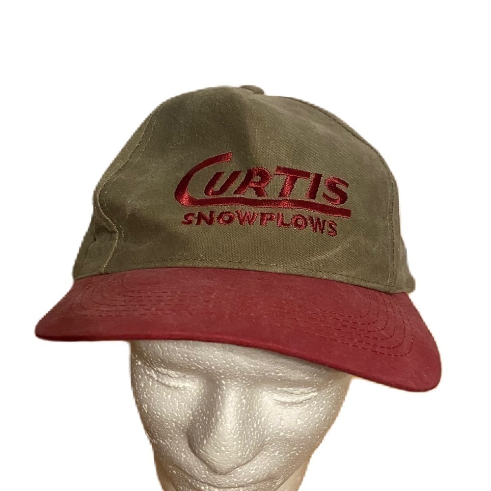 Vintage Curtis Snowplows Strapback Hat Brown Red